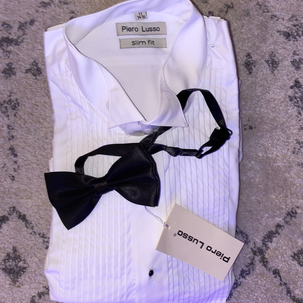 Slim fit tux shirt & bow tie